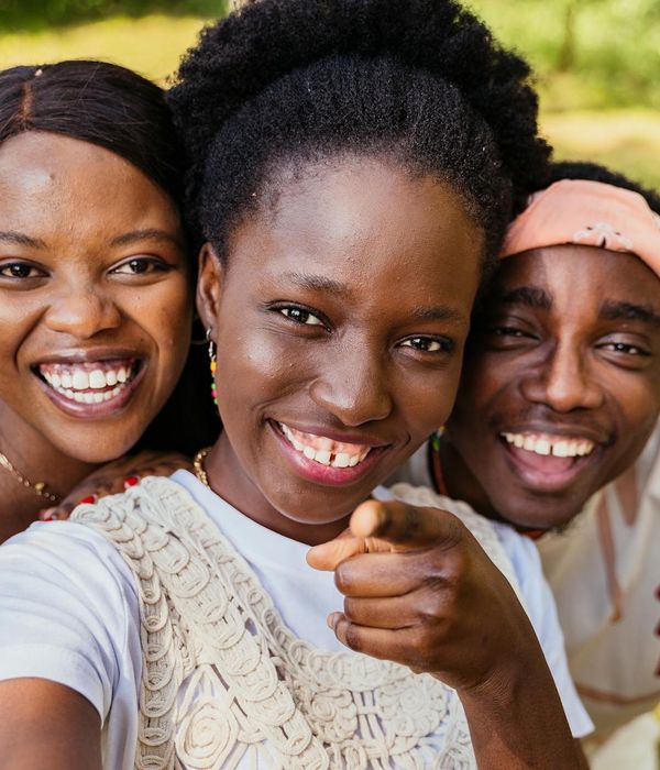 A diverse group of people feeling happy and relaxed.